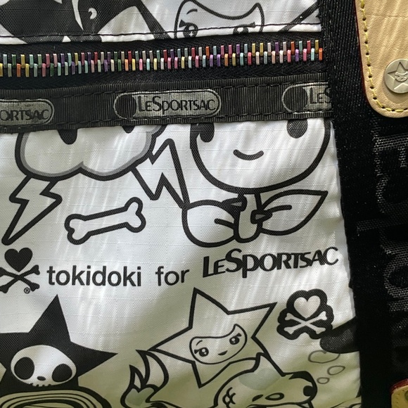 TOKIDOKI LESPORTSAC RARE BLACK & WHITE TOTE SHOULDER BAG - Picture 2 of 10